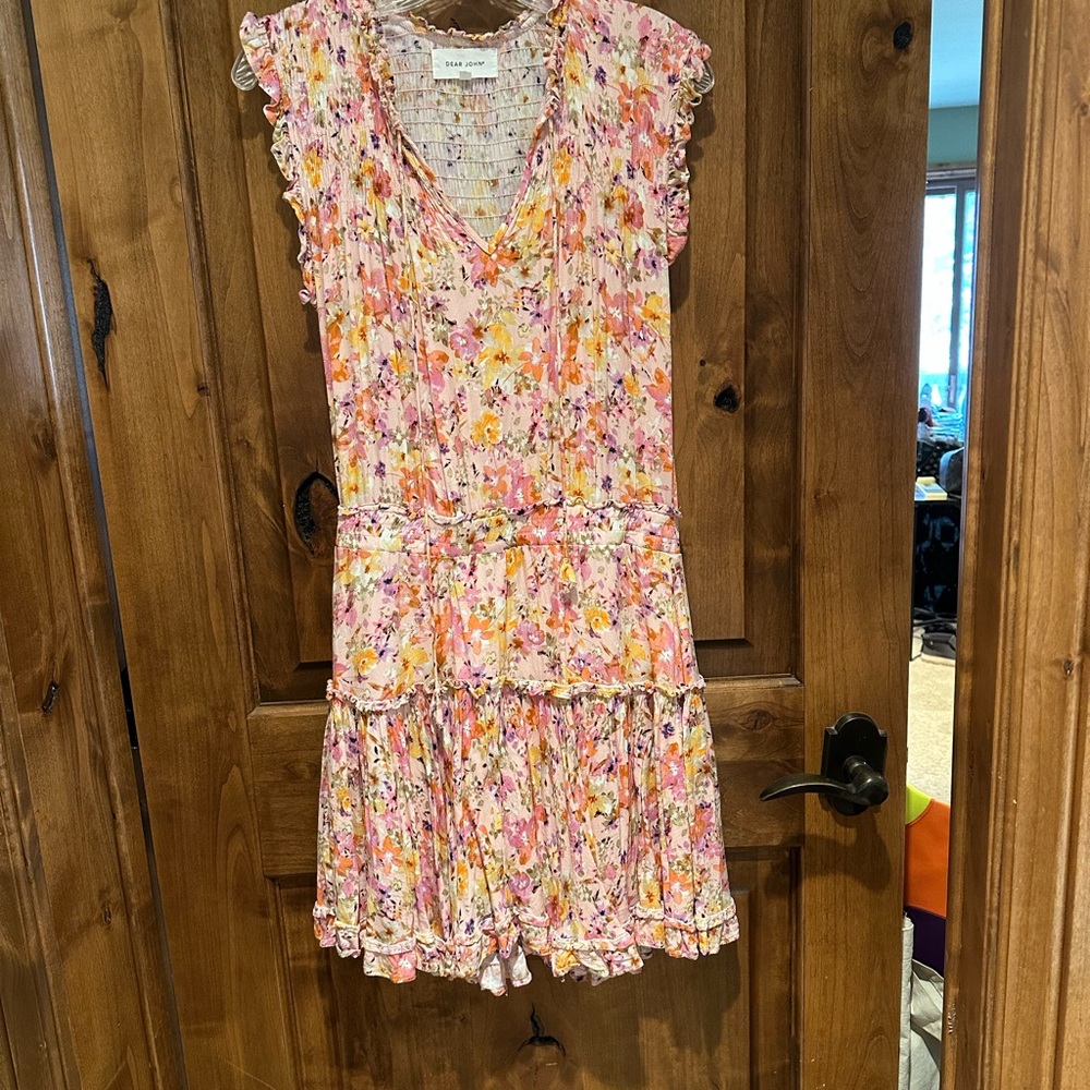 DEAR JOHN Melodie Tiered Dress Pink Floral Size M